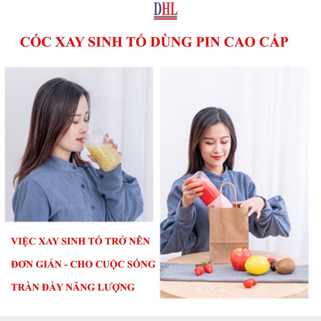 [Mã ELHA22 giảm 5% đơn 300K] Cốc xay sinh tố đa năng, máy xay mini cầm tay loại 4 lưỡi dao hàng chất lượng cao giá rẽ