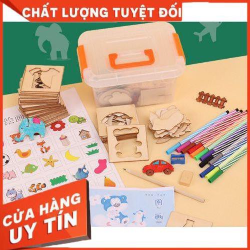 Đồ chơi sáng tạo, khuôn tập vẽ bằng gỗ cho bé yêu