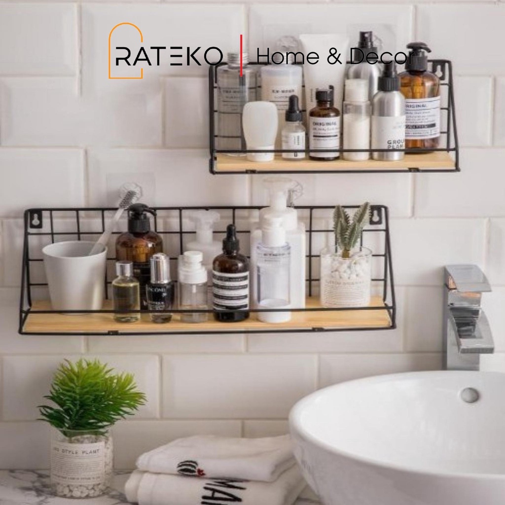 Kệ Sắt Đáy Gỗ RATEKO Đáy Gỗ Chống Nước, Decor Nhà Cửa HomeStay