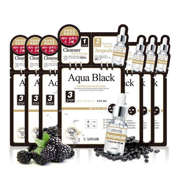 Mặt Nạ Dưỡng Da 3 Bước Rainbow L'Affair Aqua Black Skin Renewal Black 28g