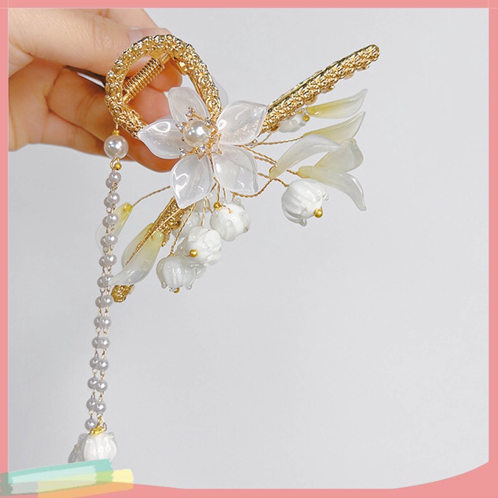 Kẹp Tóc Hợp Kim Trang Trí Hoa Đính Ngọc Trai Xinh Xắn Cho Nữ