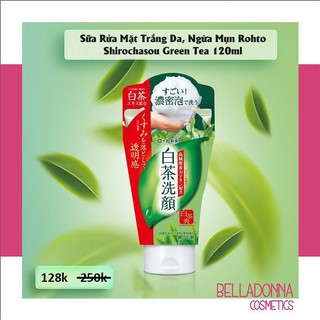Sữa Rửa Mặt Trắng Da, Ngừa mụn Rohto Shirochasou Green Tea 120ml