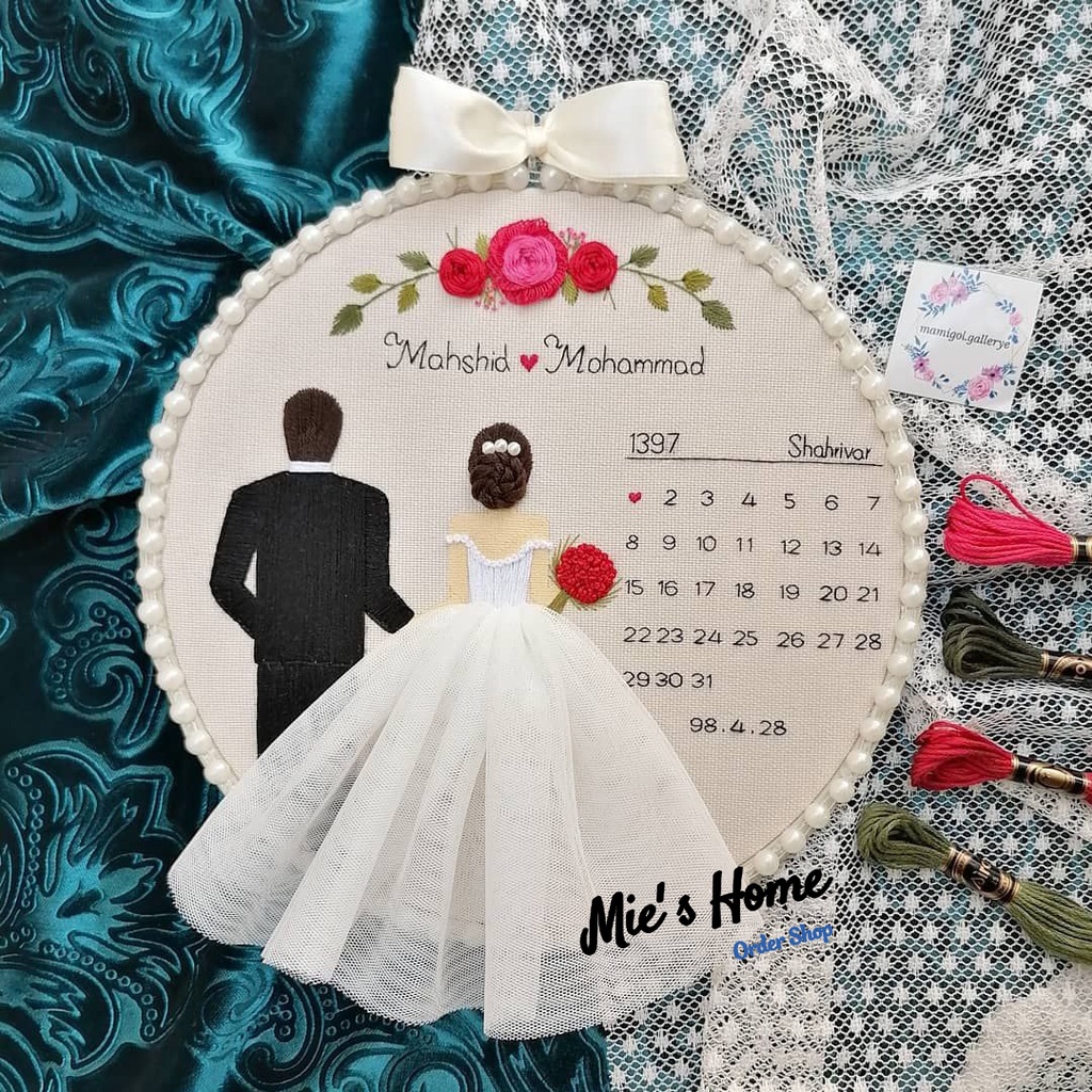 KIT thêu tay kỉ niệm ngày cưới Vintage DIY tự làm thay thiệp Chúc Mừng handmade trang trí quà tặng - MIE Handmade Shop