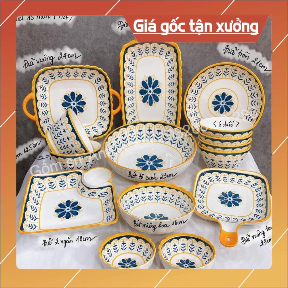 Giá Siêu Rẻ  Sét Bát Đĩa sứ Decor Chén Dĩa Sứ Dễ Thương Cute Cao Cấp  sét thổ cẩm 15 món xinh yêu H5