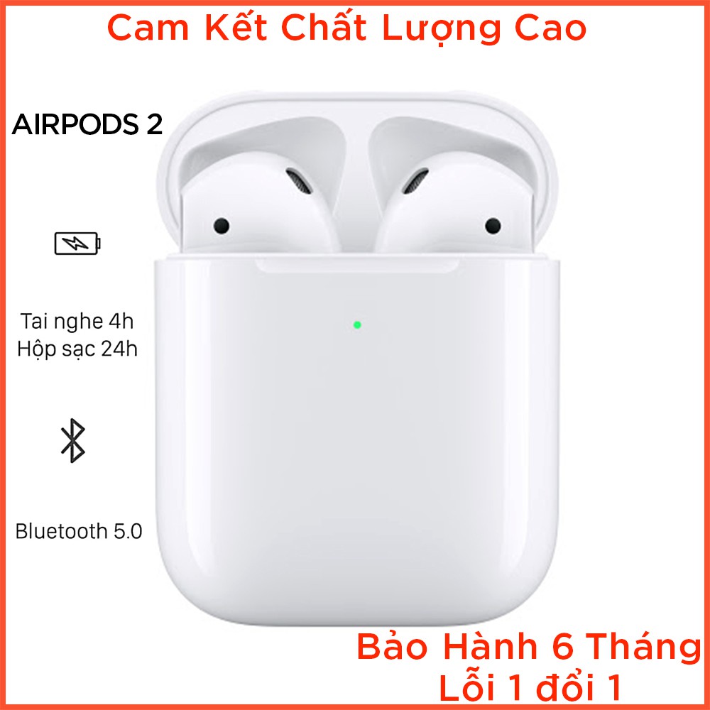 Tai nghe Bluetooth AIRPODS 2 Bản Cao Cấp - Định Vị - Đổi Tên - Dành cho IOS và Android Bảo Hành 6 Tháng