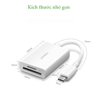Đầu đọc thẻ TF/SD cổng USB type C gen 1 tốc độ 5Gbps 20Cm Ugreen 40380