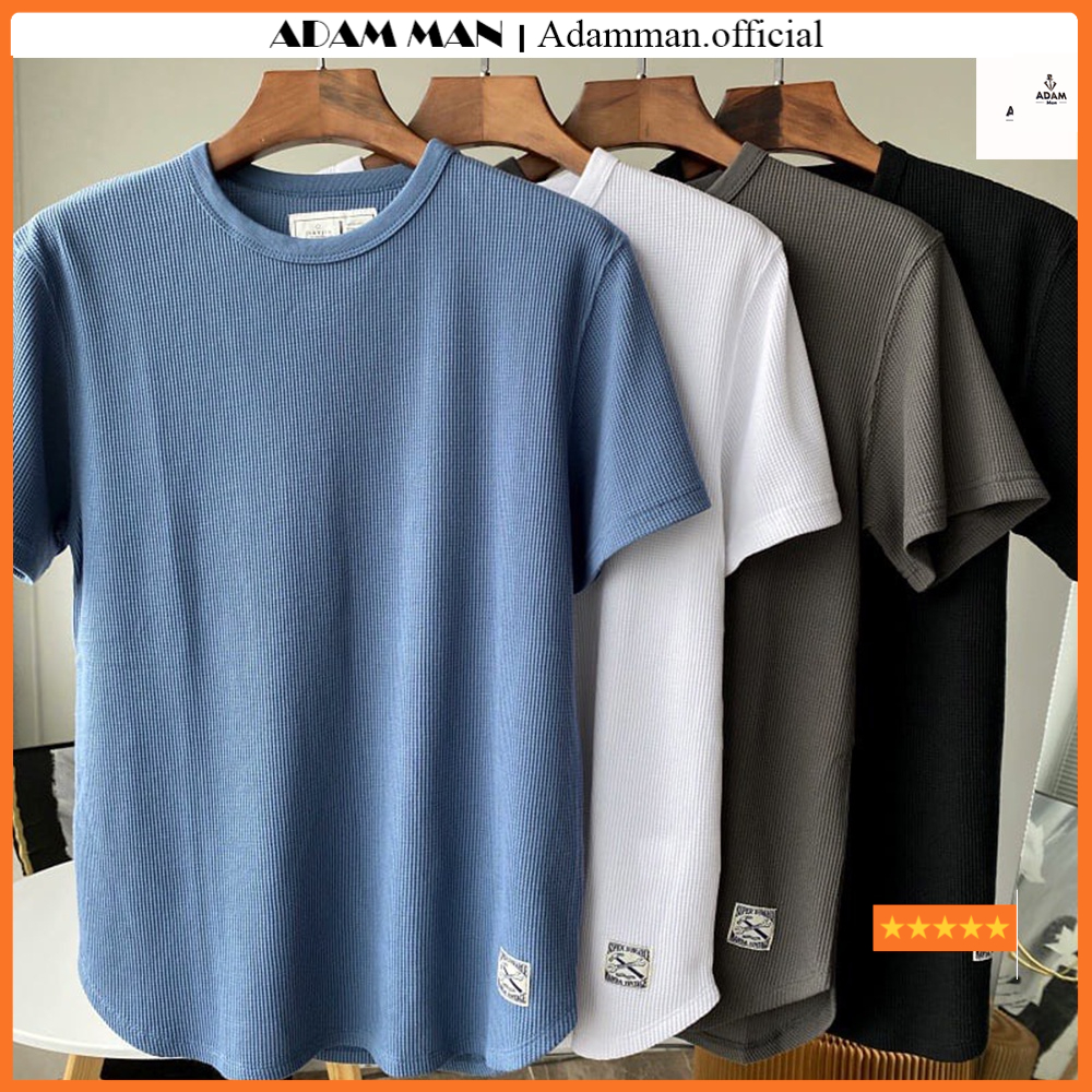 Áo thun nam tay ngắn cổ tròn chất thun cotton tổ ong co giãn 4 chiều phong cách Hàn Quốc - Adamman
