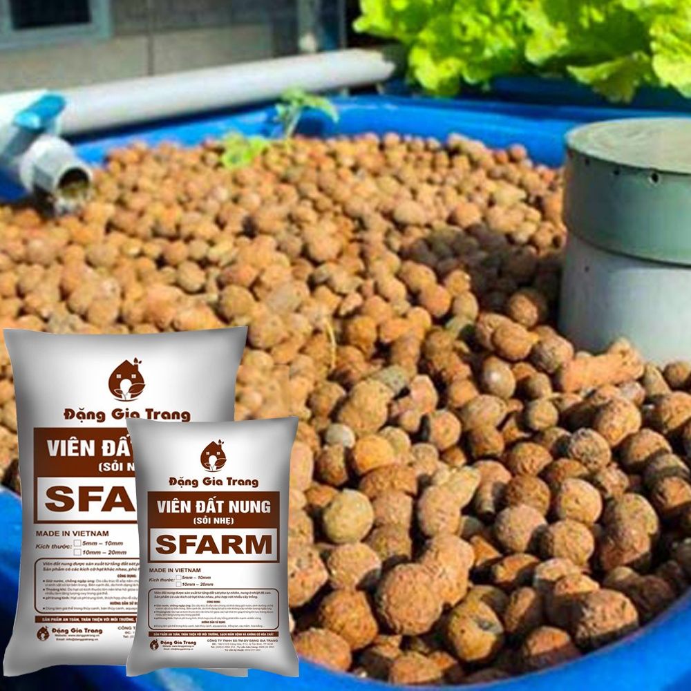 Viên đất nung  cỡ viên 5-10mm trồng lan, sứ, sen đá, thủy canh Sfarm