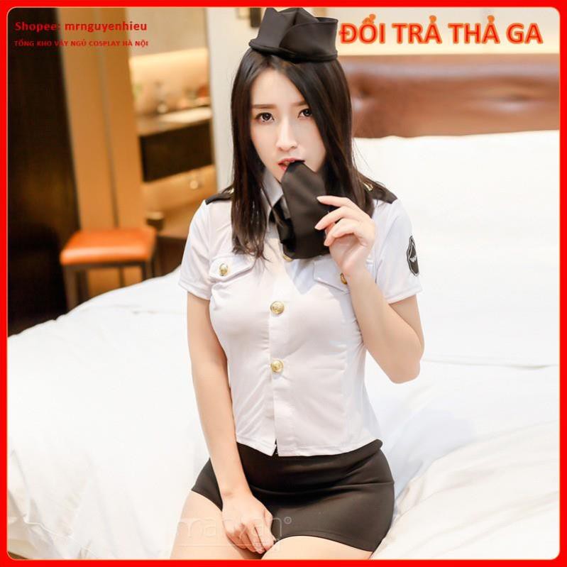 Bộ ngủ cosplay Po-lice Trắng, set váy ngủ cosplay sexy, đầm ngủ C.ảnh s.át trắng- cst1700 - mrnguyenhieu - Hà Nội