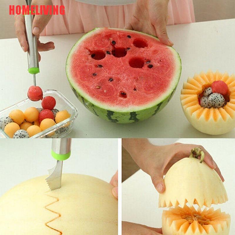 [HOMELIVING] Muỗng Múc Kem / Trái Cây Hai Đầu Bằng Thép Không Gỉ Mới