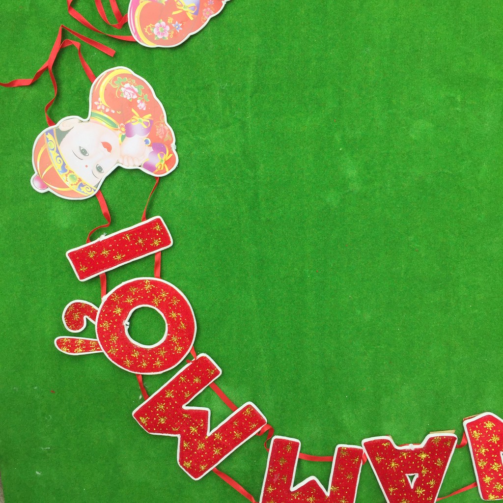 Bộ dây chữ nhung Chúc mừng năm mới trang trí Tết (có 3 cỡ)