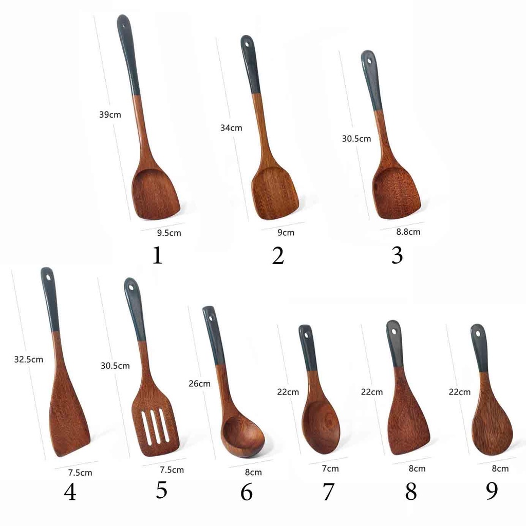 YIYU 1 Muỗng Xới Cơm Tay Cầm Dài Bằng Gỗ Tự Nhiên Chống Dính Thoải Mái Có Thể Tái Sử