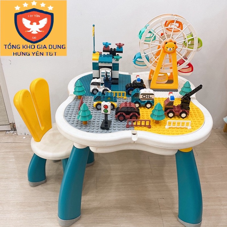 BỘ BÀN LEGO ĐA NĂNG KIÊM BÀN HỌC KÈM 85 CHI TIẾT LEGO/ Đồ chơi trí tuệ, lắp ráp, xếp hình Lego cho bé