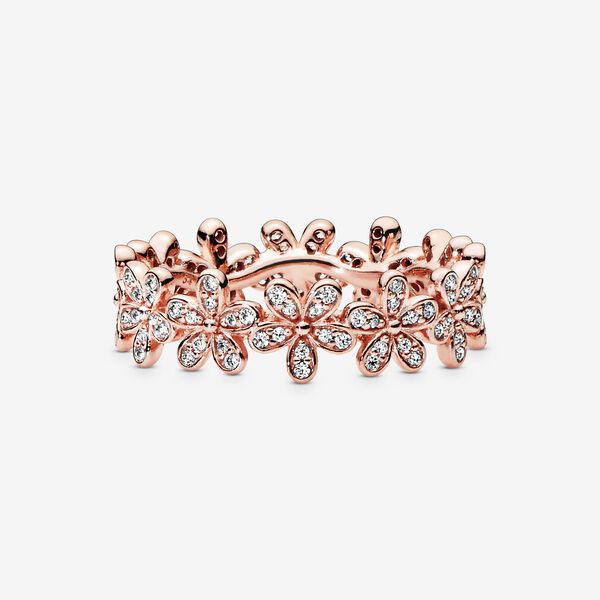 Silver Rose Gold Daisy Flower Ring Jewelry