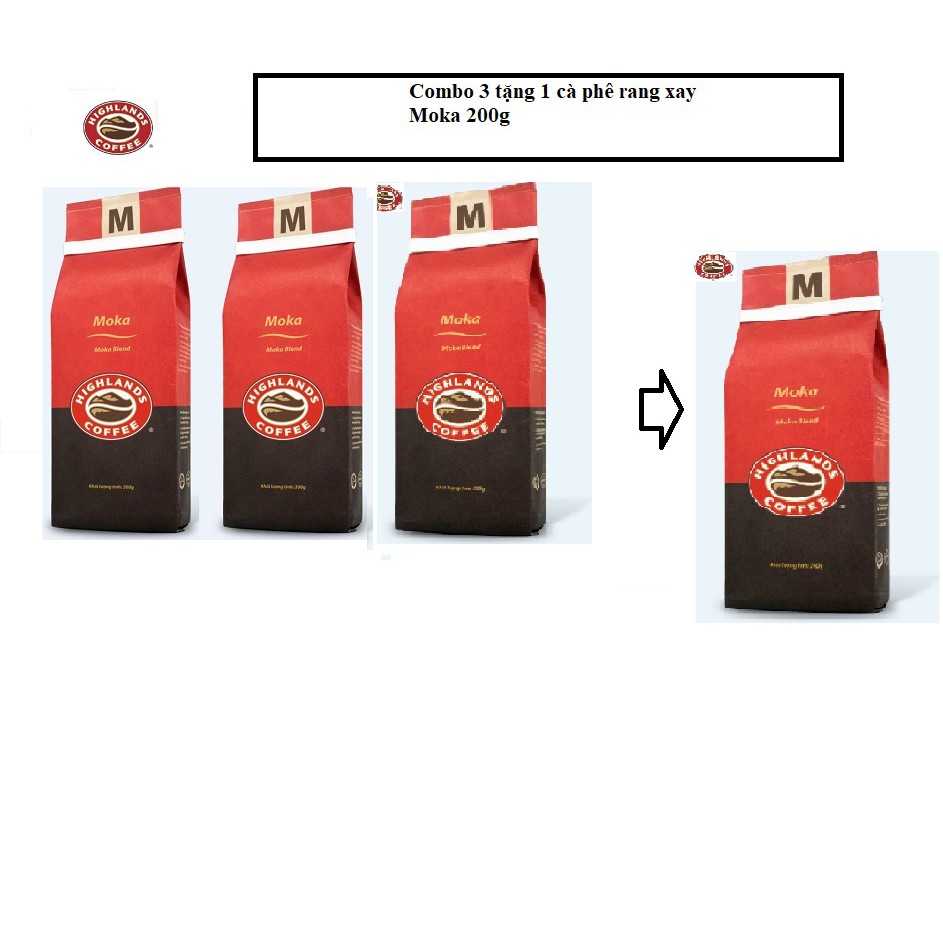 [SenXanh CAFE] Mua 3 gói tặng 1 gói Cà phê Rang xay Moka Highland Coffee 200g | BigBuy360 - bigbuy360.vn