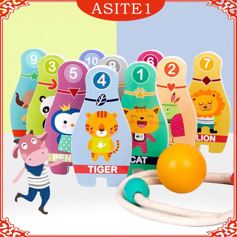 Bộ đồ chơi bowling bằng gỗ nhiều màu sắc dành cho trẻ em