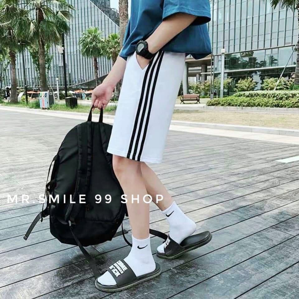 QUẦN SHORT 3 sọc Đen Trắng NAM NỮ  Unisex chất vải dày, không xù lông Mr Smile 99 Shop