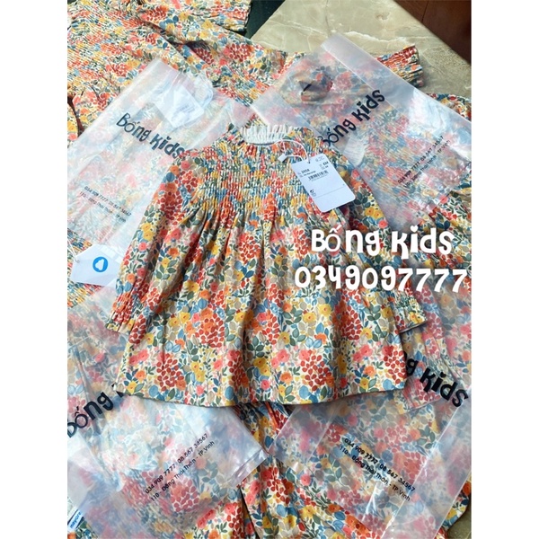 Váy Thu Smock Bé Gái Phủ Nhung MOR