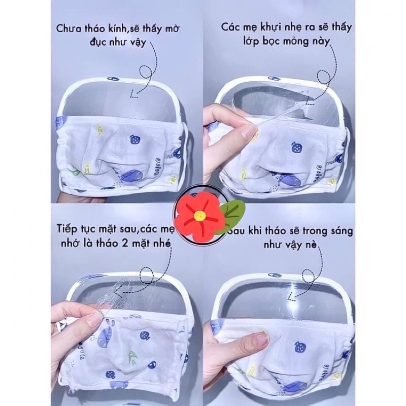 Khẩu trang xô trẻ em có mặt kính chắn giọt bắn