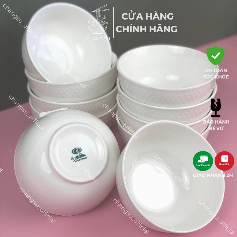 Bộ bát sứ ăn cơm gia đình viền sần Nhật Bản - Set bát cơm 6 và 10 chén sứ Minh Châu