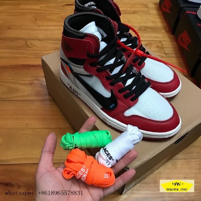SALE-FRÍHIP (Cận cảnh) Giày thể thao snekear AIR JORDAN 1 of white trắng đỏ . ! new ˇ .new
