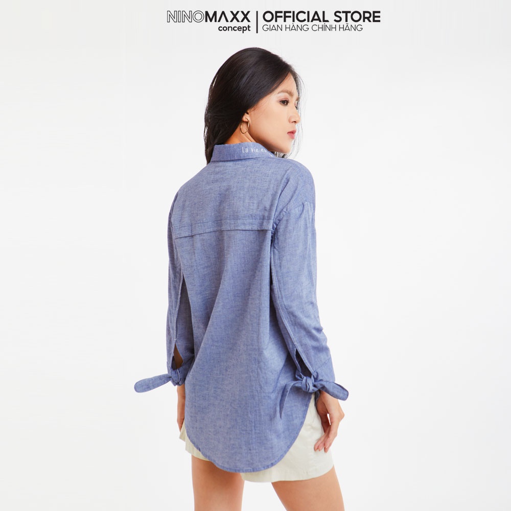 N&amp;M Áo Sơ Mi Nữ tay dài 100% Cotton 2002009