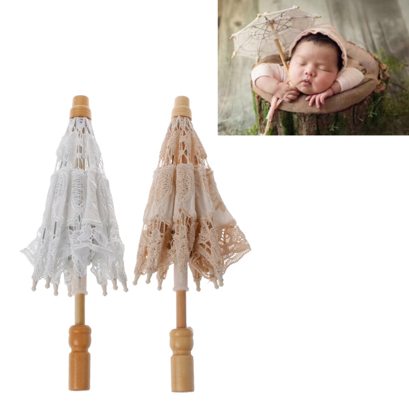 Dù Vải Ren Cotton Thêu Hoa Dùng Làm Đạo Cụ Chụp Ảnh Cho Bé Gái