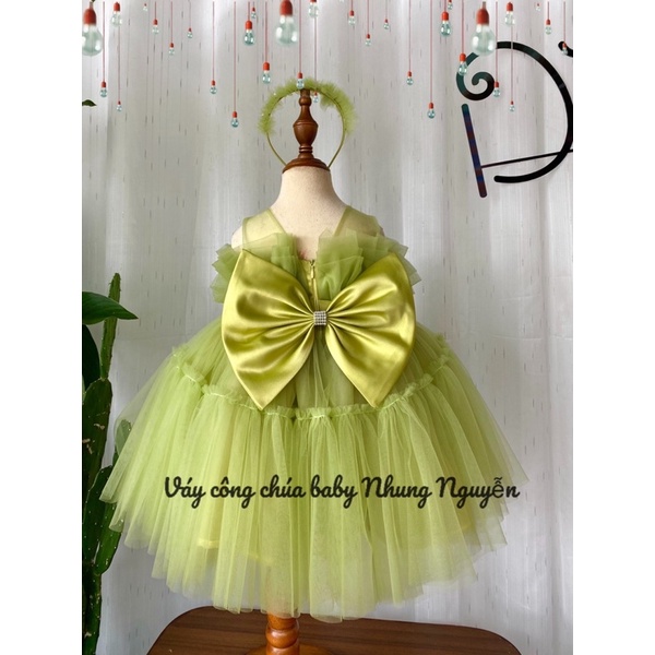 Váy công chúa baby Nhung Nguyễn mèo xanh bơ cf