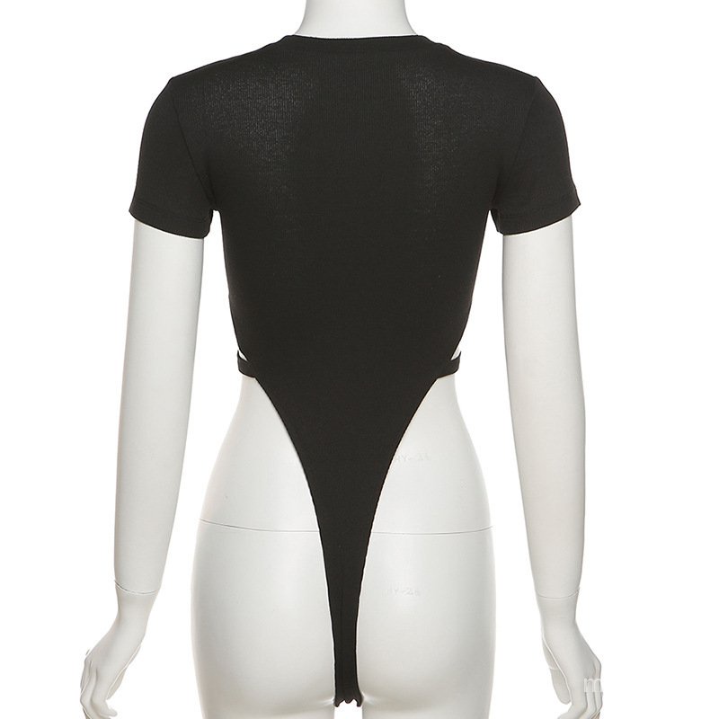 Bodysuit Tay Ngắn Chất Cotton Hoạ Tiết In Phong Cách Hàn Quốc
