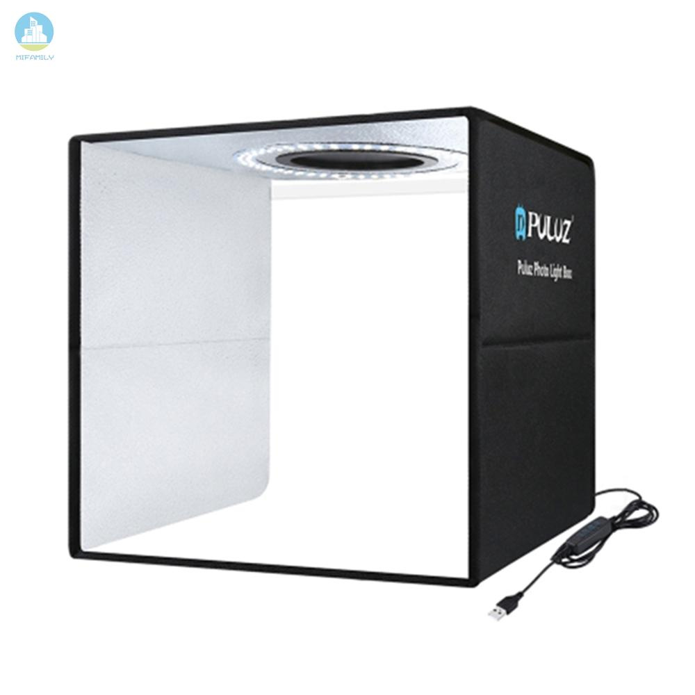 MI   PULUZ 40cm Folding Foldable R-ing Light USB Powered Operated Photo Lighting S-tudio S-hooting Tent Box with Line Control 3 Different Lighting Modes 10 Levels Dimmable Brightness Adjustable 6 * Dual-side Color Backdrops