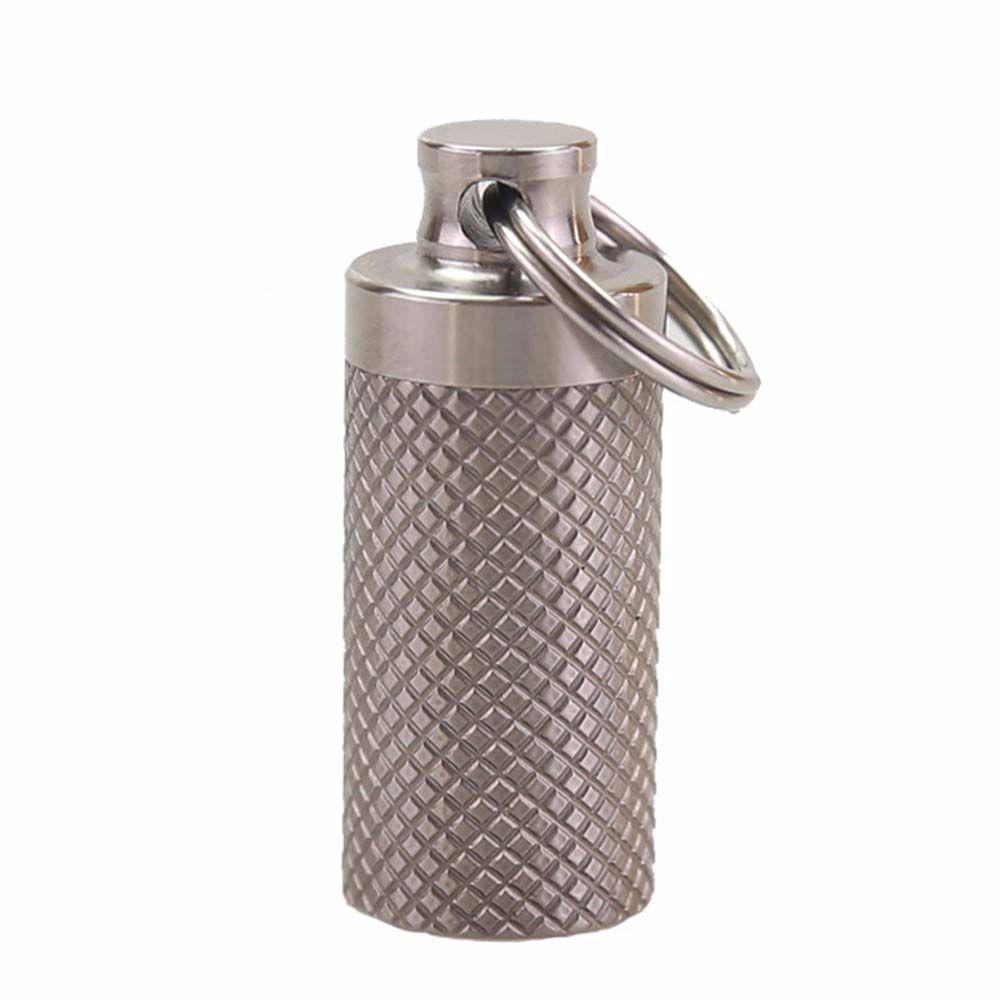 Hộp Đựng Thuốc Mini EDC Bằng Hợp Kim Titan Kèm Móc Khóa Tiện Dụng