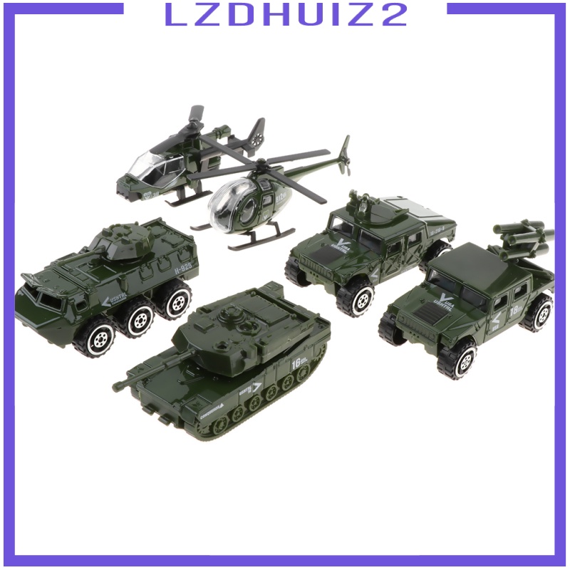 Les Fleurs 6 in 1 Assorted 1/87 Metal   Vehicle Model Kids Tank Jeep Army Toys