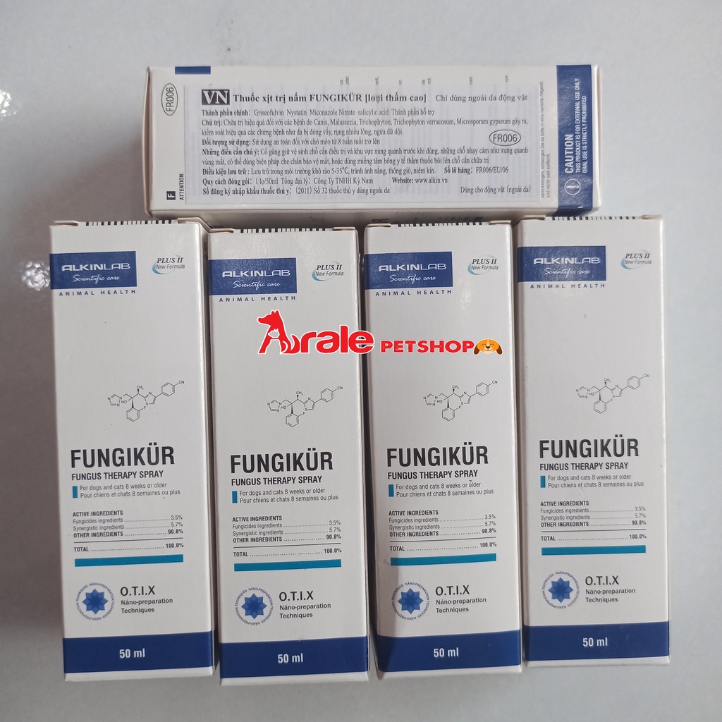 Fungikur Alkin | Xịt Trị Nấm Vảy Gàu Fungikur Cho Chó Mèo | Lọ 50ml