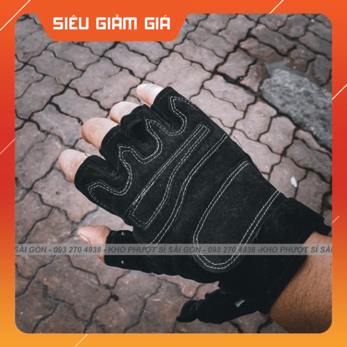 KHO SG-  GIÁ BUÔN - Găng tay cụt ngón nam biker Blackhaw logo SWAT G01 - Gắng tay xe máy cụt ngón