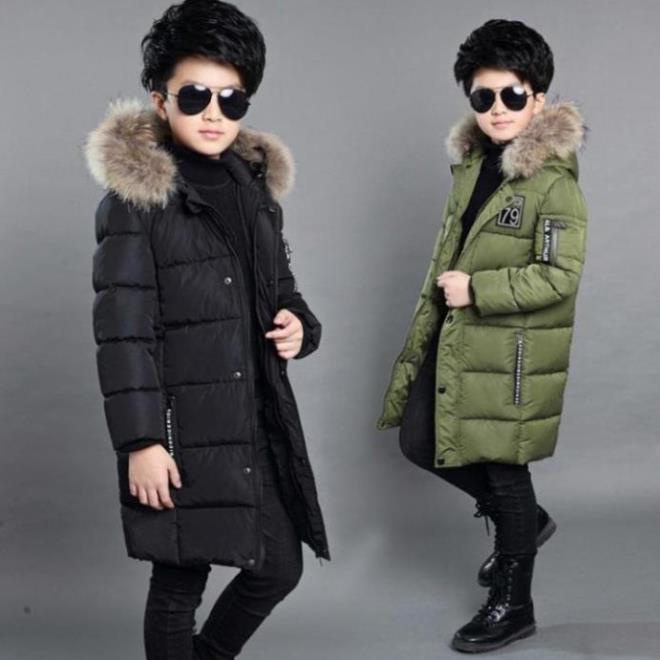 Áo khoác dáng dài cho bé trai ☑️ áo ấm mùa đông bé trai size đại 6 7 9 tuổi 25kg 30kg 35kg 40kg
