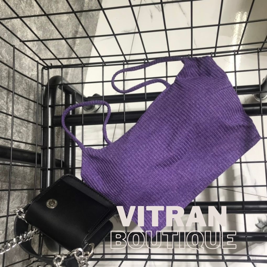 Áo hai dây crotop thun gân có đệm mút
