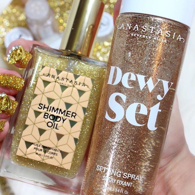 Dầu Anastasia Beverly Hills Shimmer Body Oil và xịt Dewy Set Setting Spray | BigBuy360 - bigbuy360.vn