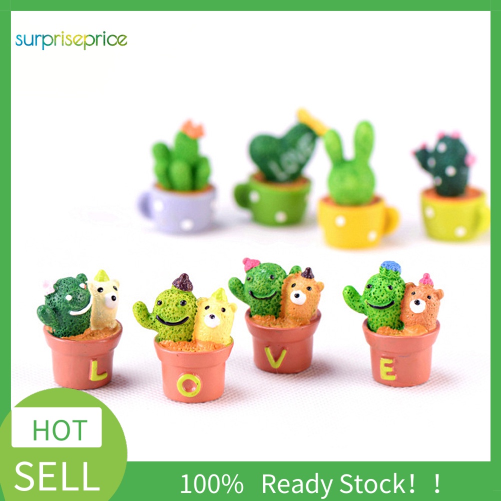 Set 2 chậu cây xương rồng giả mini trang trí bàn làm việc dễ thương