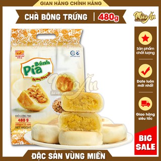 Bánh pía chà bông trứng muối Tân Huê Viên 480gr 12 bánh, bánh pía không sầu riêng Sóc Trăng