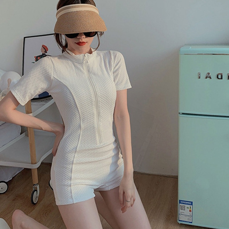 Bộ Đồ Bơi Ngắn Tay Màu Trơn Thiết Kế Đơn Giản Thời Trang Đi Biển Cho Nam