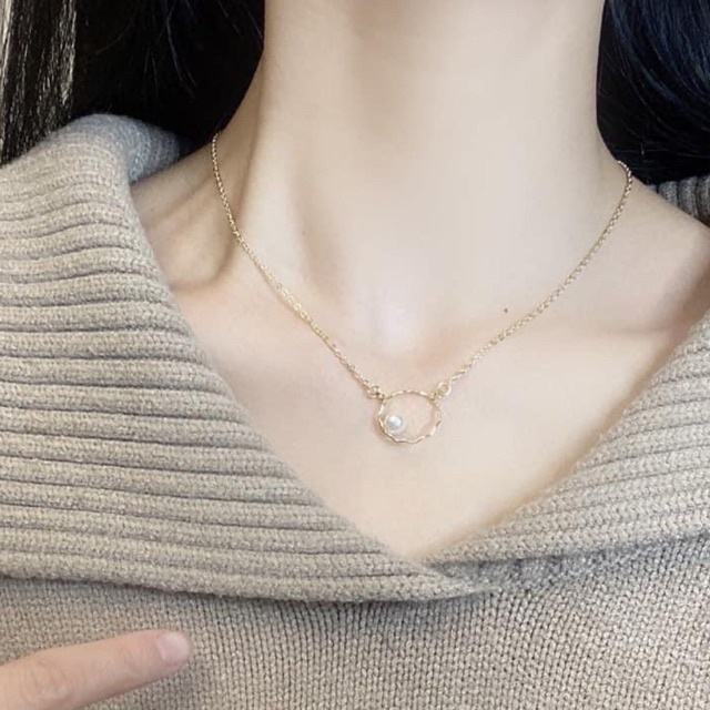Dây chuyền bạc cho nữ, Mẫu mới hình tròn sóng nước mix trai siêu xinh, nhẹ nhàng tinh tế Mainomi Shop Bạc Xinh