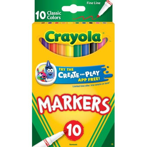 HỘP 10 CÂY BÚT LÔNG CRAYOLA MARKERS NÉT MẢNH