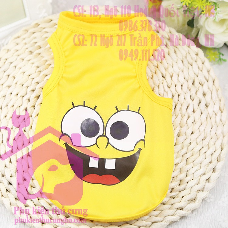 Áo cho chó mèo ba lỗ mùa hè in hình cute dành cho thú cưng