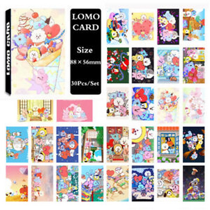 Lomo BTS chibi lomo BTS bộ ảnh hộp 30 ảnh thẻ hình nhóm nhạc idol Hàn quốc