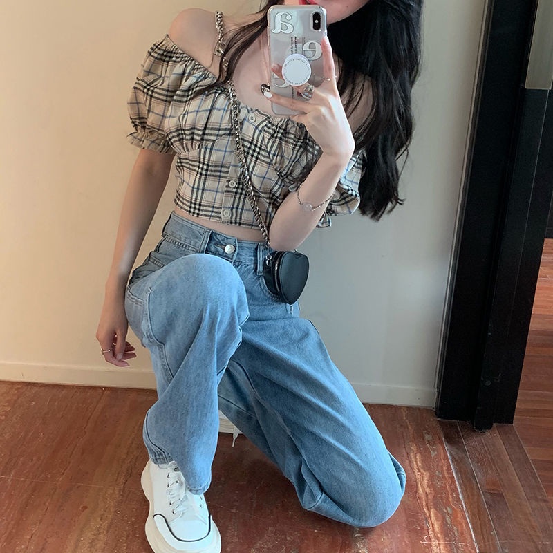 Áo Croptop Tay Phồng Ngắn Thời Trang Mùa Hè Xinh Xắn Cho Nữ