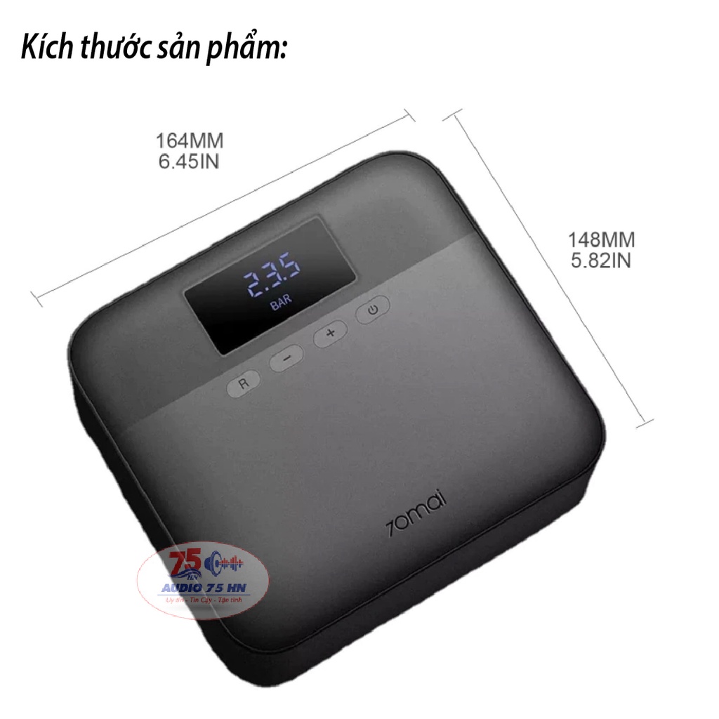 Máy Bơm Lốp Xe Ô Tô Xiaomi 70mai Air Compressor Lite - Máy bơm Midrive TP03 mini, thông minh, tiện lợi
