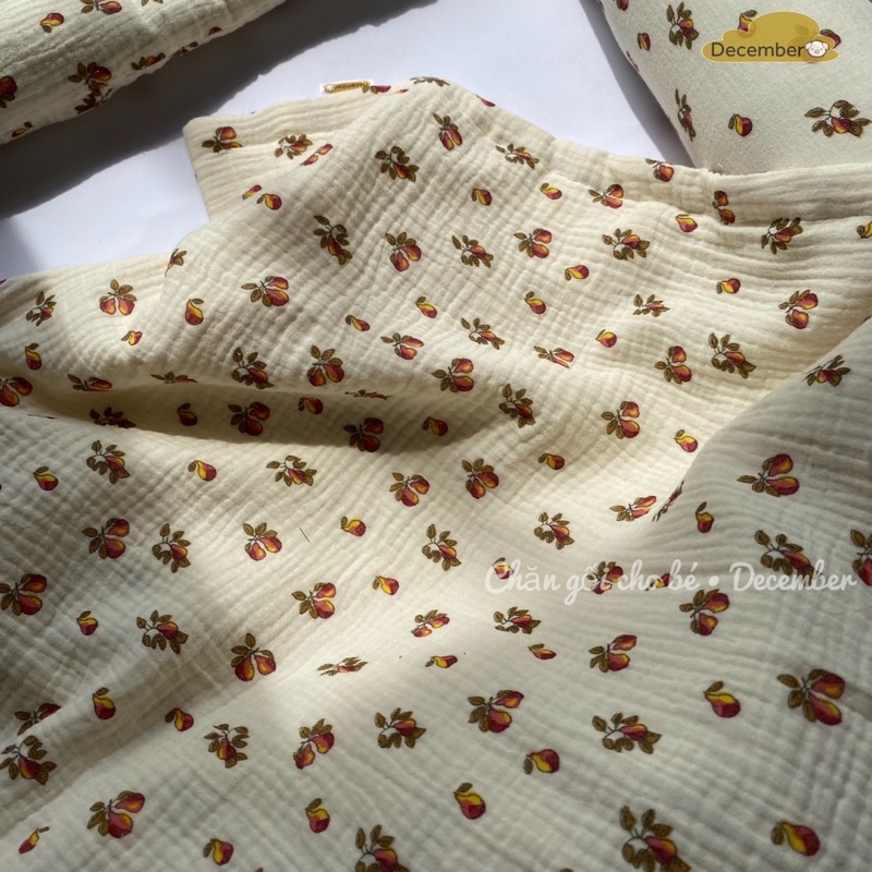 &lt;FREESHIP&gt; Chăn gối cho bé December siêu xinh cho bé sơ sinh hoạ tiết Quả Lê vintage