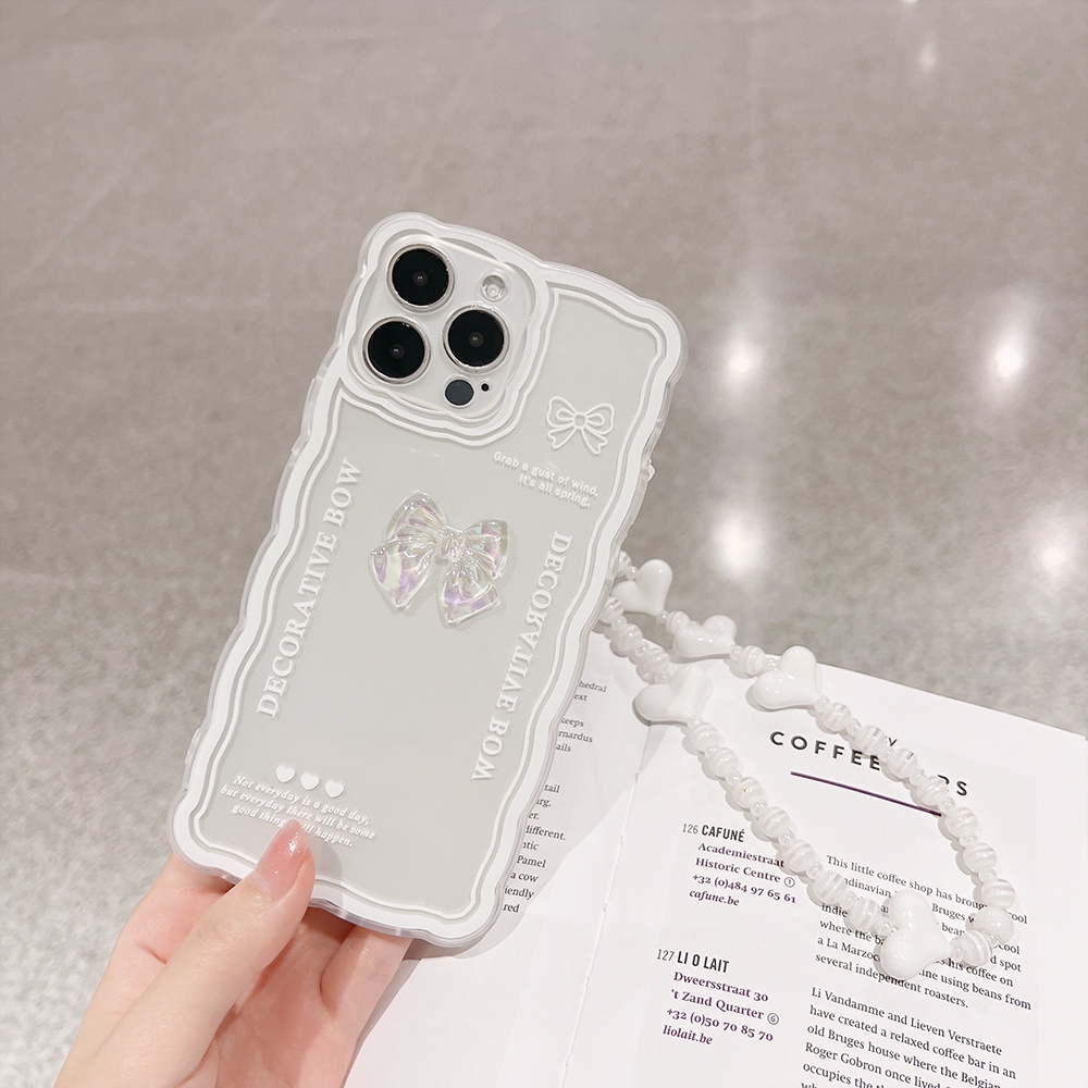Ốp Điện Thoại TPU Mềm Trong Suốt Chống Sốc Đính Nơ Cho iPhone 11 12 13 Pro max mini XS max xr 7 8 se2020 plus