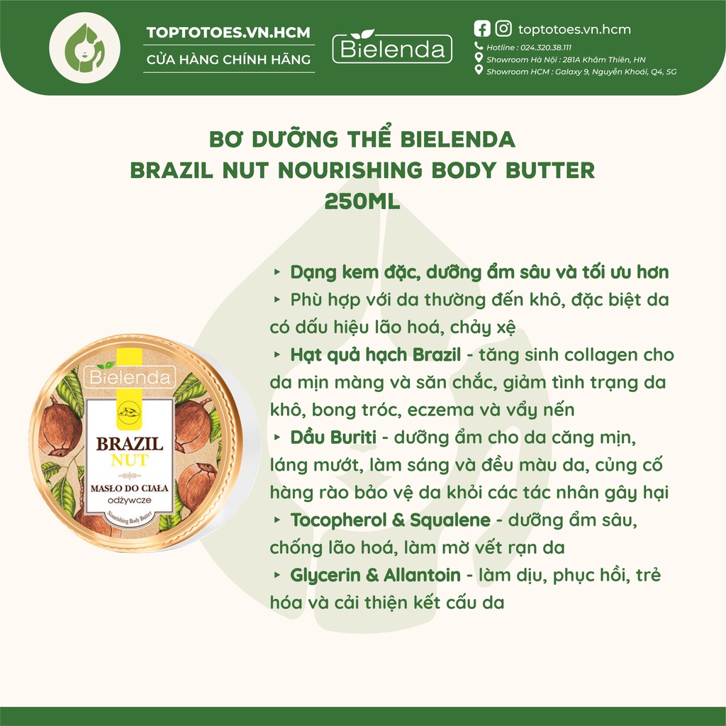 Dưỡng thể Bielenda Coconut Oil &amp; Brazil Nut dưỡng ẩm sâu, làm sáng và trẻ hóa da 250ml/400ml