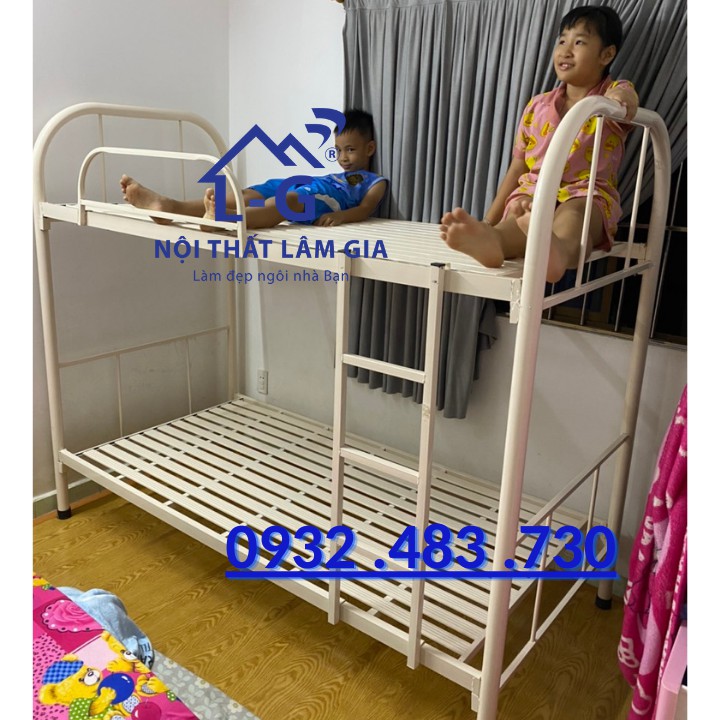 Giường 2 tầng bằng sắt sơn tĩnh điện cho công nhân 1m2x2m_giá siêu tốt